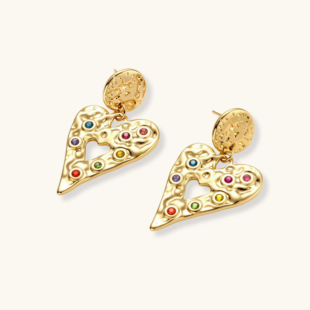 Rainbow Heart Drop Earrings
