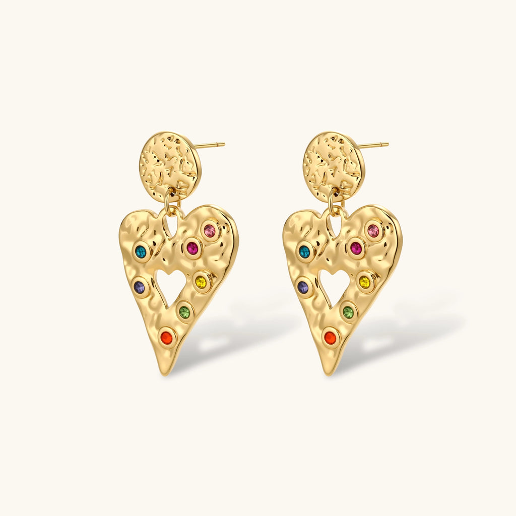 Rainbow Heart Drop Earrings