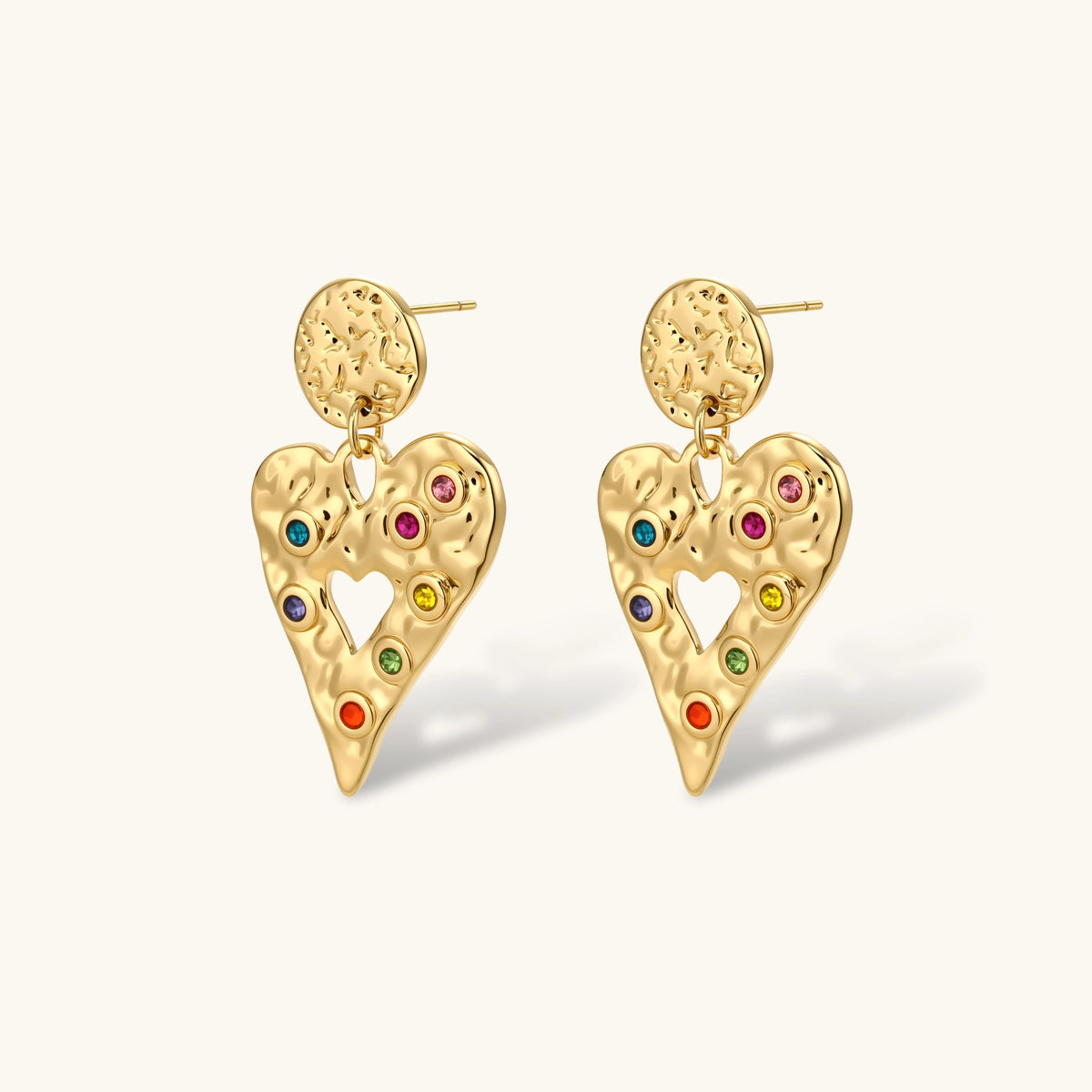 Rainbow Heart Drop Earrings