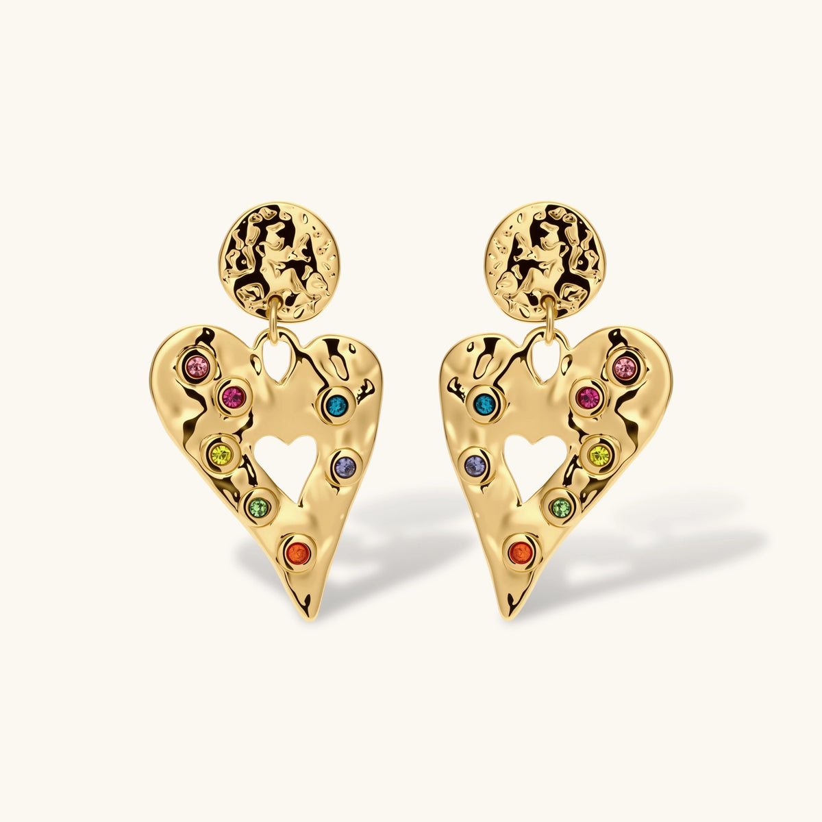 Rainbow Heart Drop Earrings