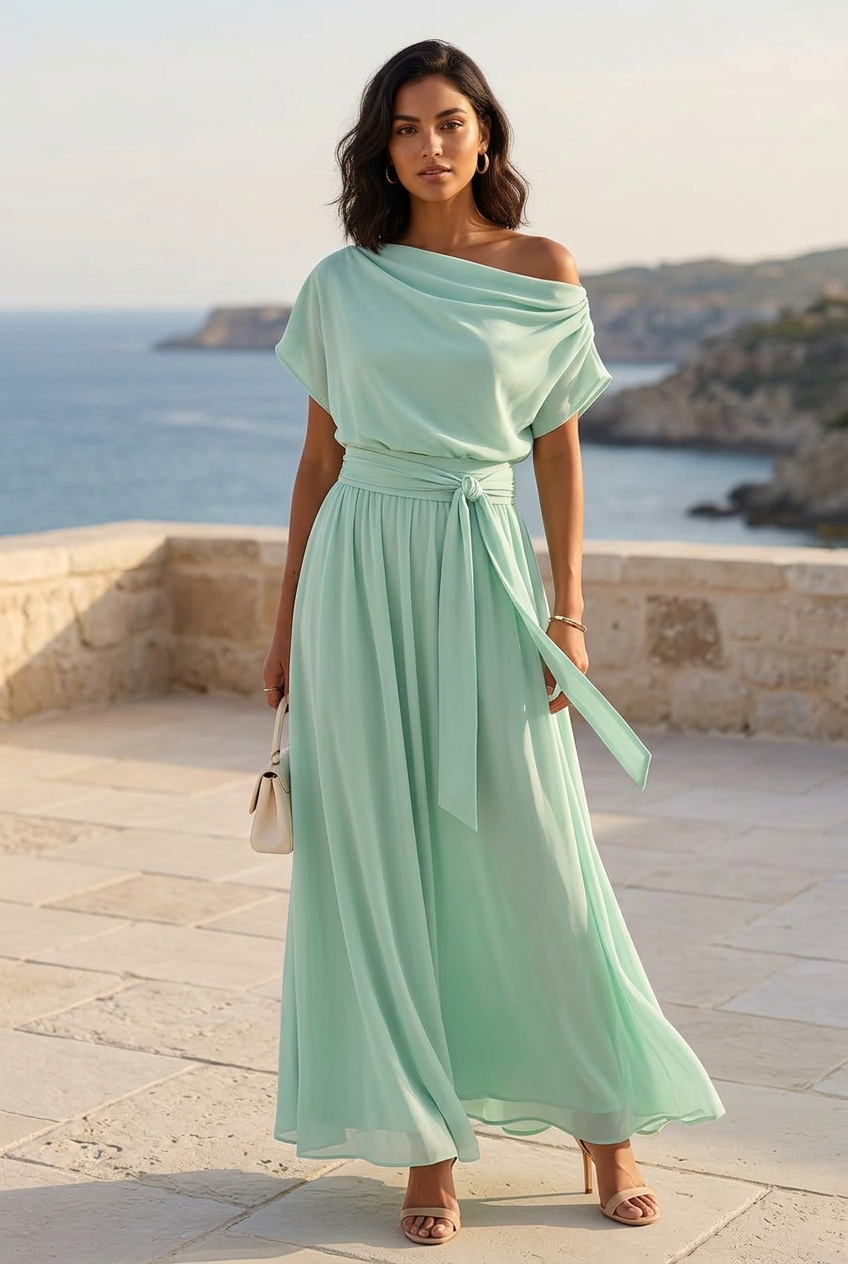 New model with Mexican and Asian heritage wearing mint Celeste