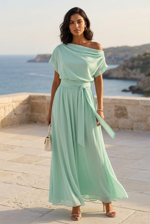 New model with Mexican and Asian heritage wearing mint Celeste